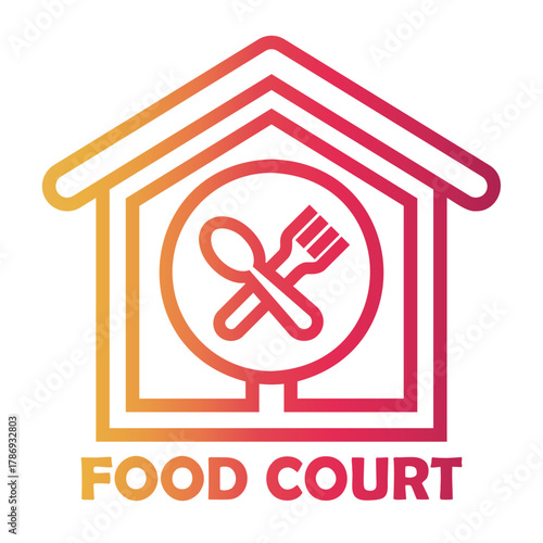 food courts Line Gradient Icon