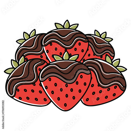 Delectable chocolate-covered strawberries romantic dessert vector illustration