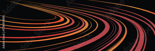 Dynamic curved racing stripes vector with gradient red-orange tones conveying speed and motion in SVG