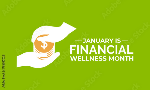Creative vector design for Financial Wellness Month, observed in January to support smart financial decisions. Banner poster and background design template. Vector illustration. piggy bank vector.