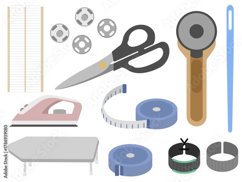 可愛い手芸用の裁縫イラストセット素材