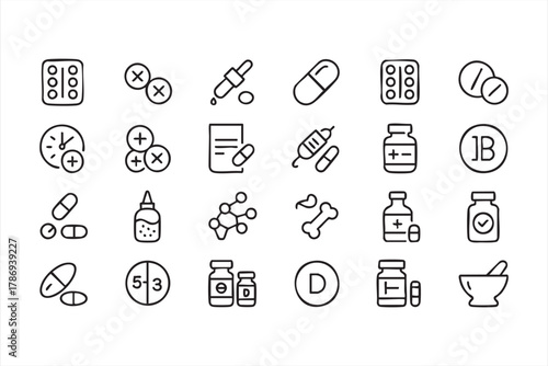 Medical and pharmaceutical vector icons for healthcare and pharmacy design