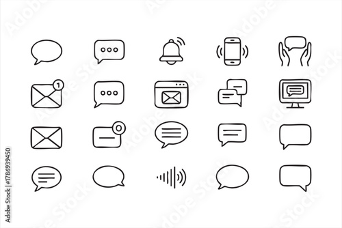 Email and conversation icon collection for online and social media design