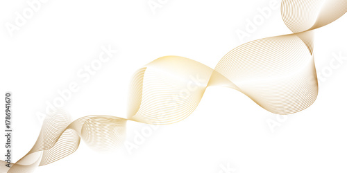 Abstract image featuring two flowing ribbons of golden lines, golden ribbon flowing gracefully evoking a sense of calm movement, luxurious and dynamic abstract background for modern design.