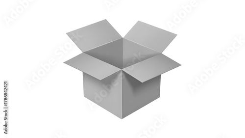 Fototapeta Naklejka Na Ścianę i Meble -  Open cardboard box viewed from above with flaps extended showing the interior and exterior surfaces isolated on transparent background