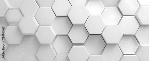 Abstract White 3D Hexagonal Surface with Geometric Depth