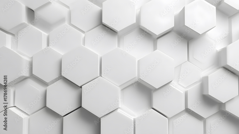 Fototapeta premium Abstract 3D White Hexagon Geometric Surface