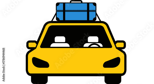 Getaway car with suitcase on top ready for vacation adventures today