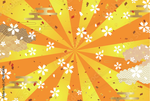 桜　和柄　年賀状　背景	