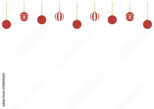 赤い吊るされたオーナメントのフレーム風素材