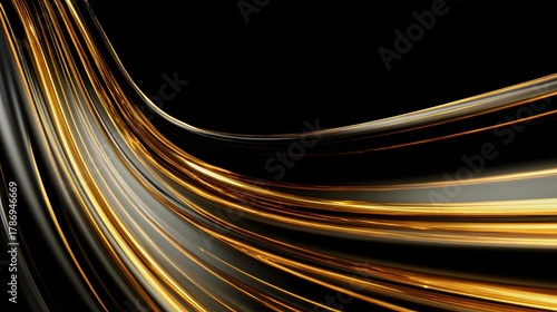 luxury black background with floating golden streaks, elegant loop animation, 4K HDR,