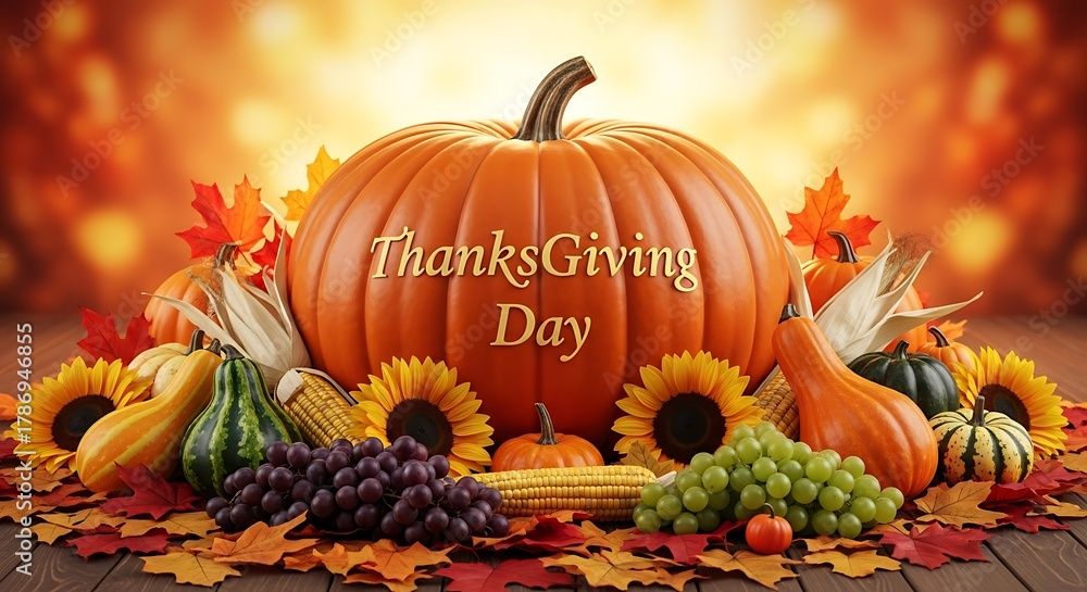 Naklejka premium Happy Thanksgiving Day! 2025 thanksgiving | 27 November