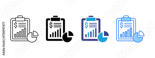 Clipboard icon set multiple style collection