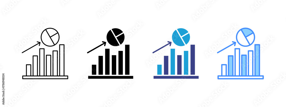 Obraz premium Graph icon set multiple style collection