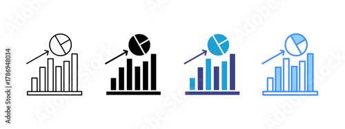 Graph icon set multiple style collection