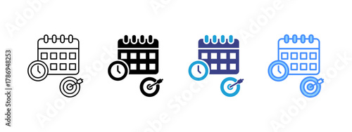 Planning icon set multiple style collection