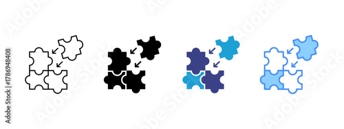 Puzzle icon set multiple style collection