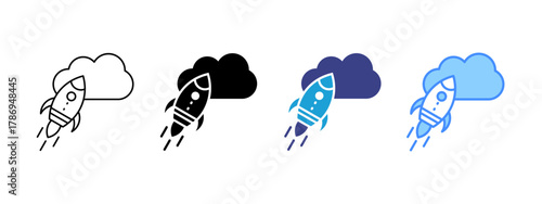 Rocket icon set multiple style collection