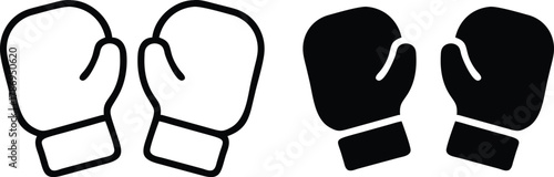 Pair of Boxing Gloves Fighting Martial Arts Sport Vector Silhouette and Pictogram..eps