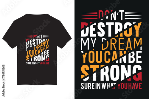 Black t shirt mockup with a motivational quote design centered on the chest