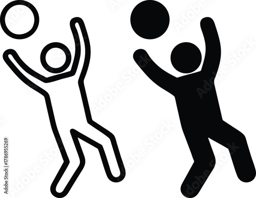 Volleyball Player Athlete Hitting Spiking Jumping Sports Vector Silhouette and Pictogram..eps