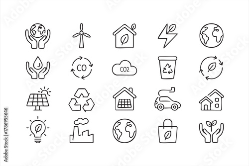 Minimal vector symbols of renewable energy and environmental protection