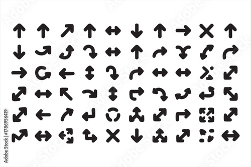 Black and white vector arrows representing movement and progress concepts