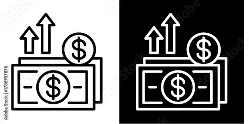 Income  Icon Set White Style Collection