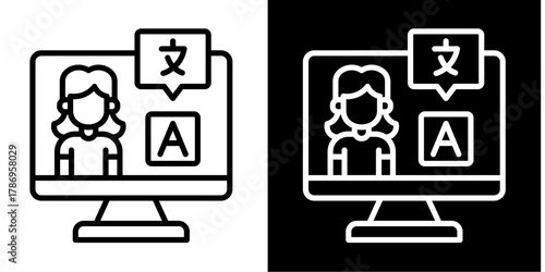 Translator  Icon Set White Style Collection