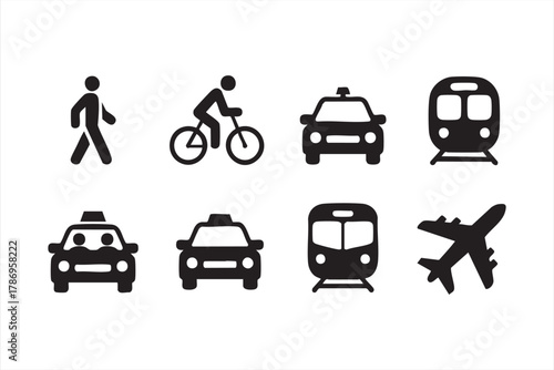 Travel and mobility outline icons pack for urban transport and global journey design