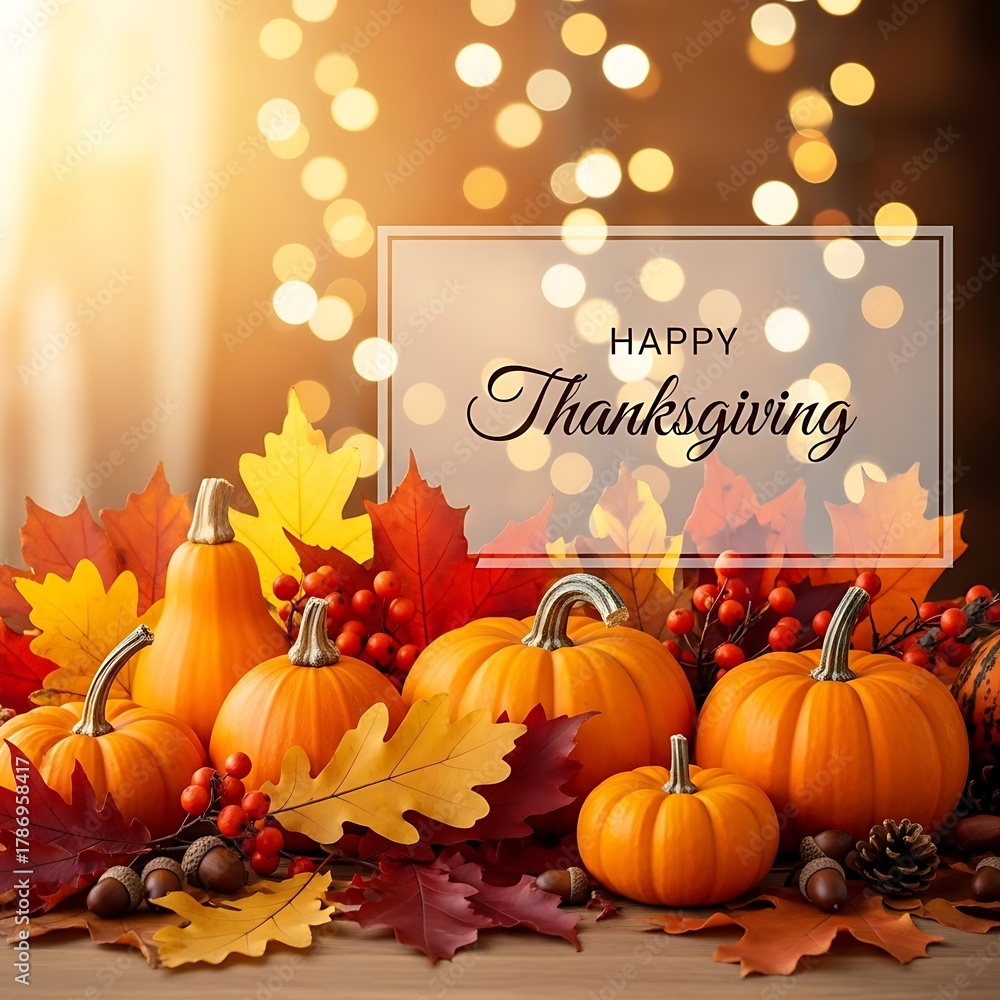 Naklejka premium Happy Thanksgiving Day! 2025 thaksgiving | 27 November