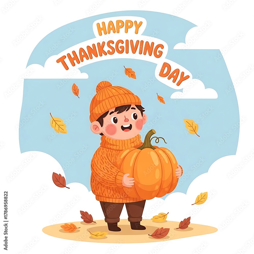 Naklejka premium Happy Thanksgiving Day! 2025 ThaknsGiving | 27 November