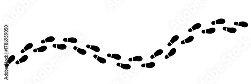 Set of minimalist footprints icons with transparent background, depicting a walking path, human steps, guidance, movement, and discovery, vector illustration