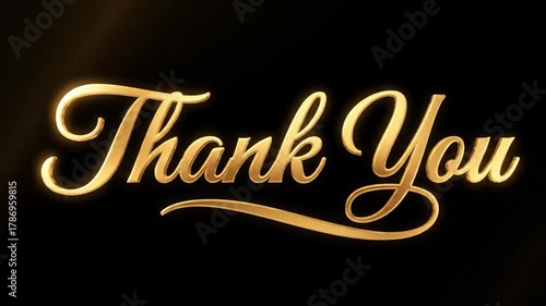 Golden Thank You Text on Black Background - A gold 