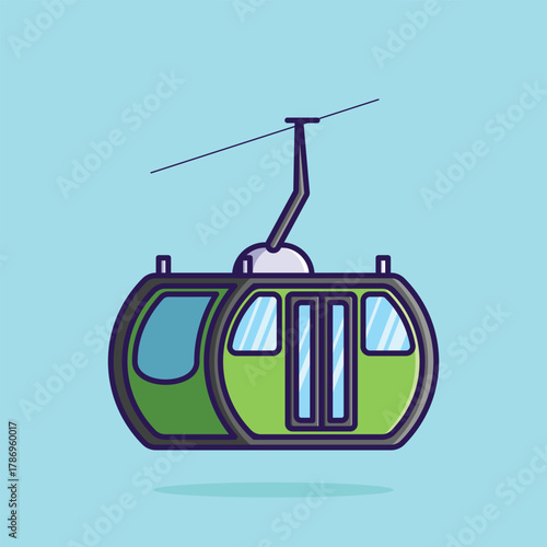 Simple Modern Green Cable Car Cartoon vector illustration world sustainable transport day concept icon isolated