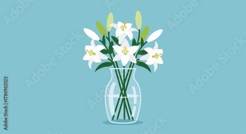 Elegant white lilies in a clear glass vase evoke purity and fresh beauty for spring celebrations and sophisticated decor