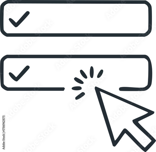 Digital Interface Interaction User Clicking Checkboxes in a Form or Survey, Representing Selection and Confirmation