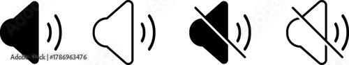 Volume control icons showing sound levels and mute
