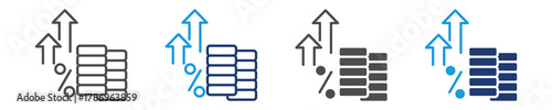 inflation rate icon set multiple style
