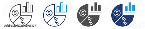 business profit margin icon set multiple style