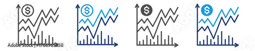 stock market icon set multiple style