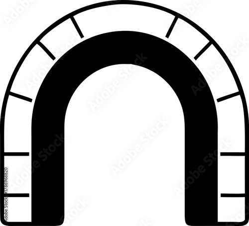 Archway icon in solid black with brick pattern on top, representing structure, entrance, and architectural design element