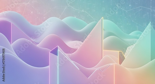 Modern Abstract Gradient Waves Background – 3D Fluid Shapes and Soft Pastel Flow Design