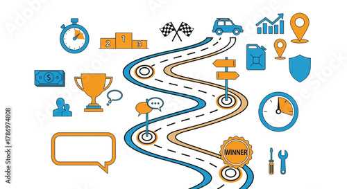 Business success roadmap strategy planning journey achievement goal