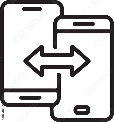 Two smartphones with an arrow indicating data transfer