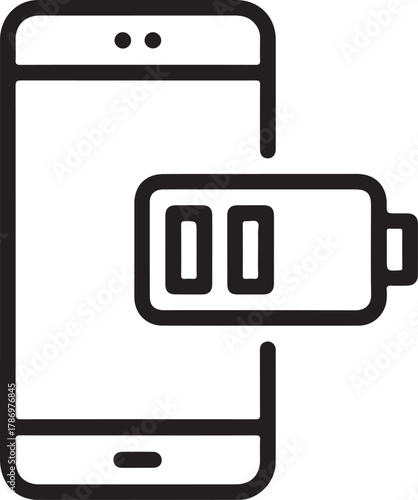 Smartphone with low battery icon indicating need for charging