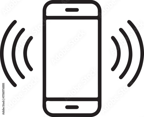 Smartphone ringing with sound waves emanating outwards