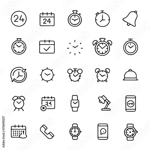 Time and Clock Outline Icons