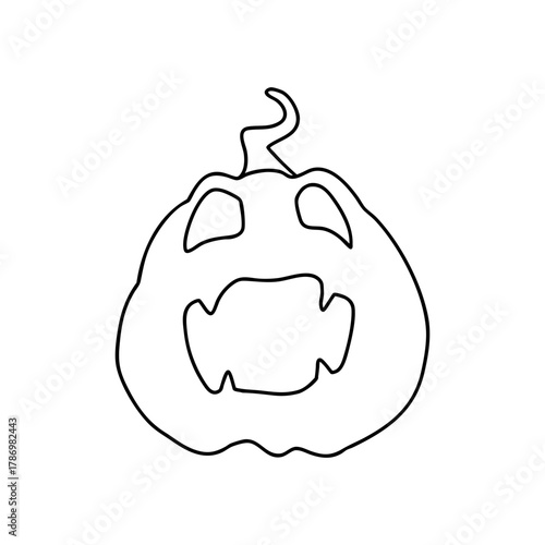 Outline for Coloring of Halloween Pumpkin. One of the Fall Holiday Symbol. Vector Illustration.