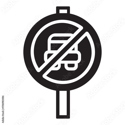 Prohibition of Entry for Vehicles Sign Icon Illustrations